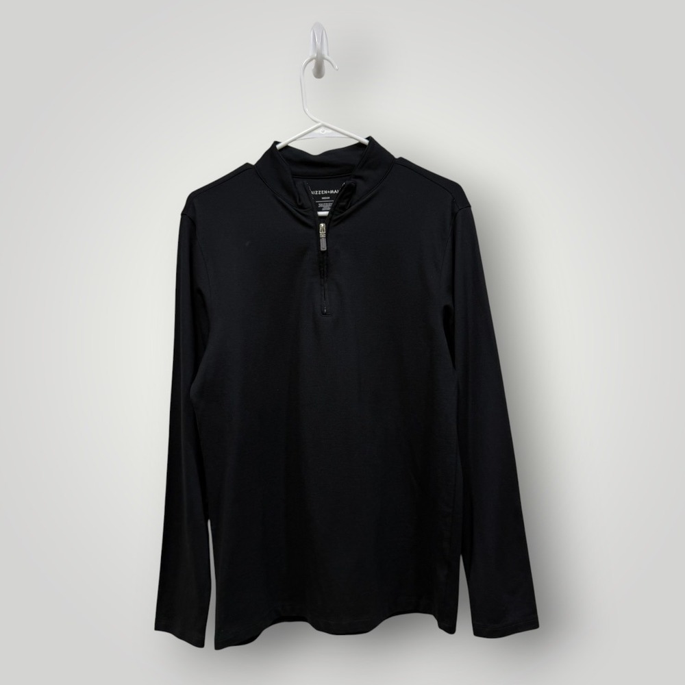 Mizzen+Main Mens Black Quarter Zip Pullover Stretch Performance Top Sz M